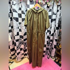 Cider | NWOT Olive Green Hooded Jumpsuit